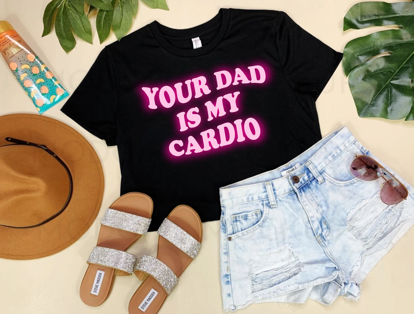 Your Dad Is My Cardio Tee (Pink Ink)