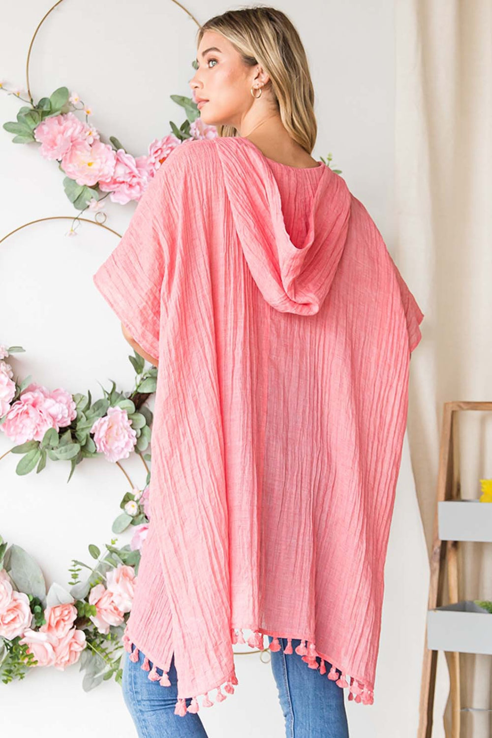 Tassel Hem Hooded Cover Up