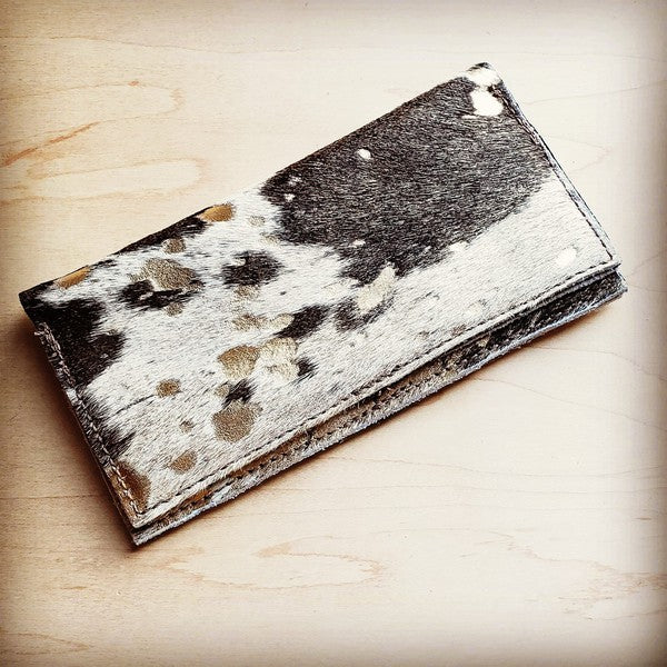 Hair-on-Hide Leather Wallet-Mixed Metallic
