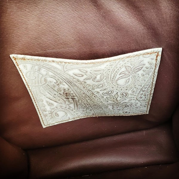 Hair on HIde Handbag w/ Oyster PaisleyAccents