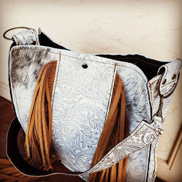 Hair on HIde Handbag w/ Oyster PaisleyAccents