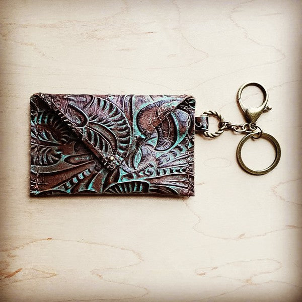 Sierra Credit Card Wallet-Turquoise Brown Floral