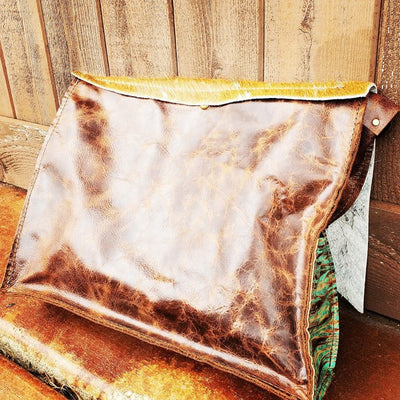 Large Hair on Hide bag w/ Turq Chateau with flap