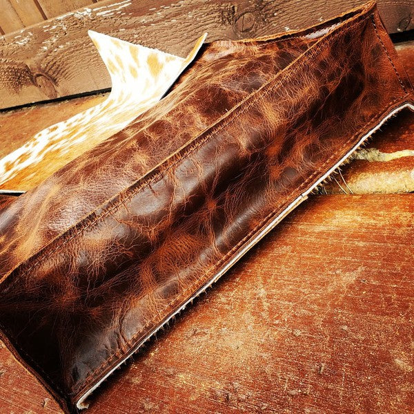 Large Hair on Hide bag w/ Turq Chateau with flap