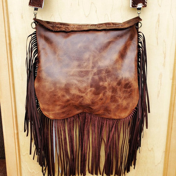 Deer Axis Handbag w/ Flap and Braid Accent