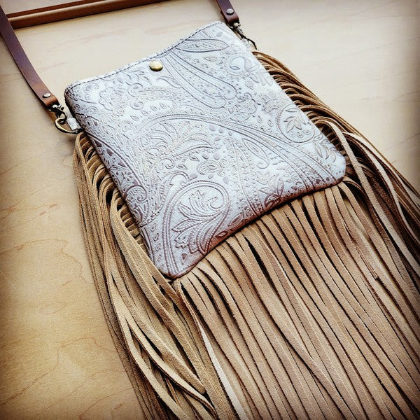 Small bag w/ Oyster Paisley Leather Full Fringe