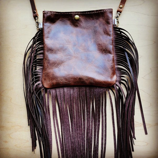 Small bag Turquoise Feather Leather Full Fringe