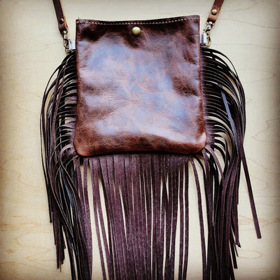 Small bag Turquoise Feather Leather Full Fringe