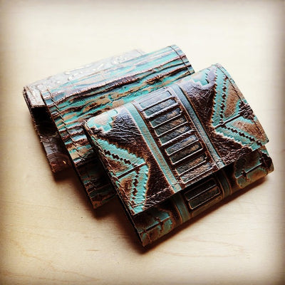 Arizona Tri-Fold Leather Wallet-Turquoise Chateau
