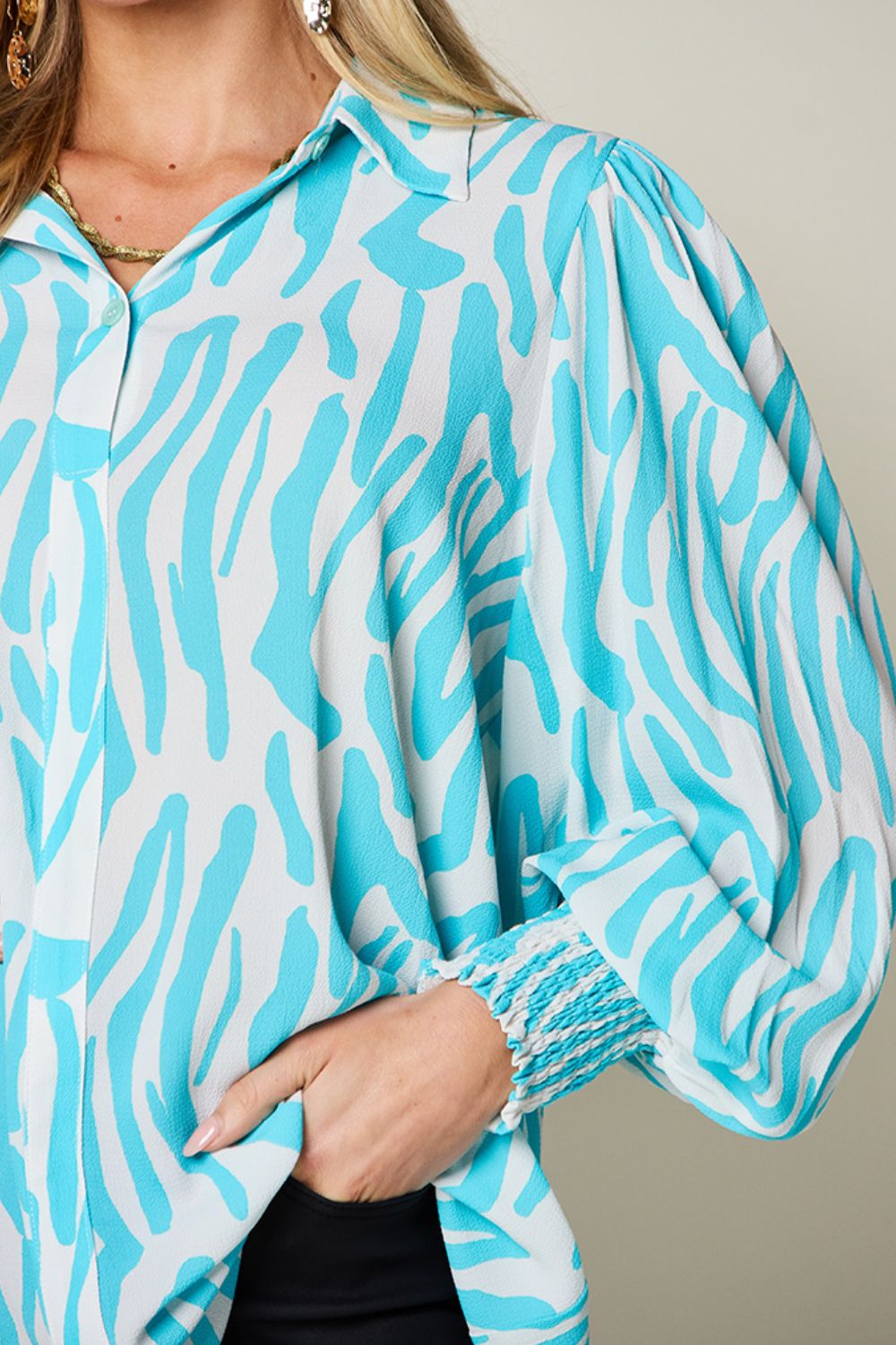 Printed Smocked Long Sleeve Blouse in 4 Colors