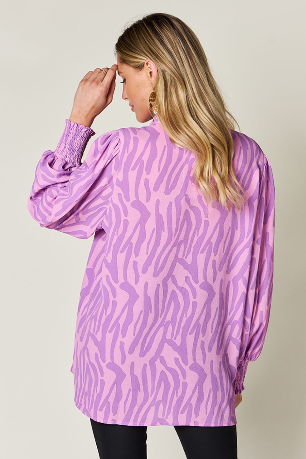 Printed Smocked Long Sleeve Blouse in 4 Colors
