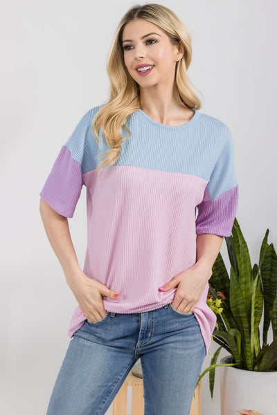 Ribbed Color Block T-Shirt