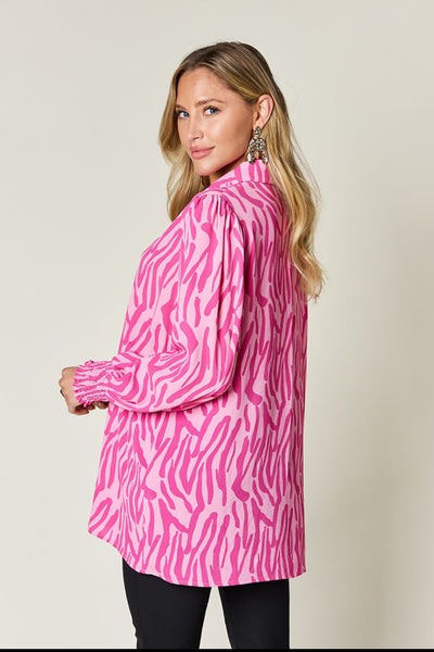 Printed Smocked Long Sleeve Blouse in 4 Colors