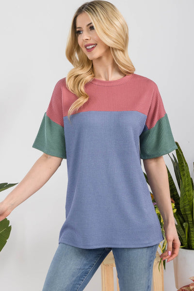 Ribbed Color Block T-Shirt