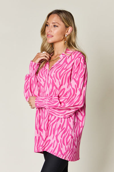 Printed Smocked Long Sleeve Blouse in 4 Colors