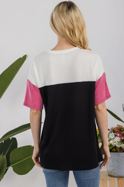 Ribbed Color Block T-Shirt