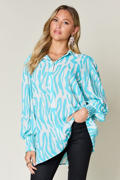 Printed Smocked Long Sleeve Blouse in 4 Colors