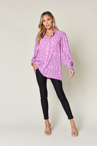 Printed Smocked Long Sleeve Blouse in 4 Colors