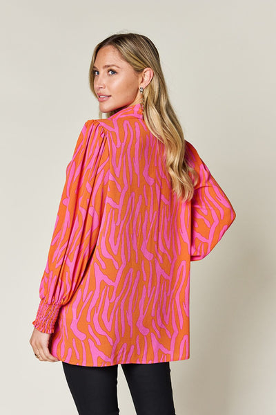 Printed Smocked Long Sleeve Blouse in 4 Colors