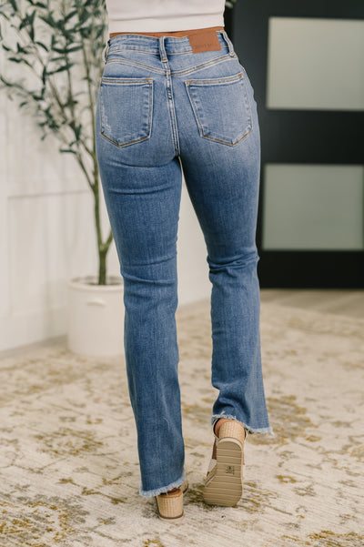 Maureen High Rise Distressed Bootcut Jeans