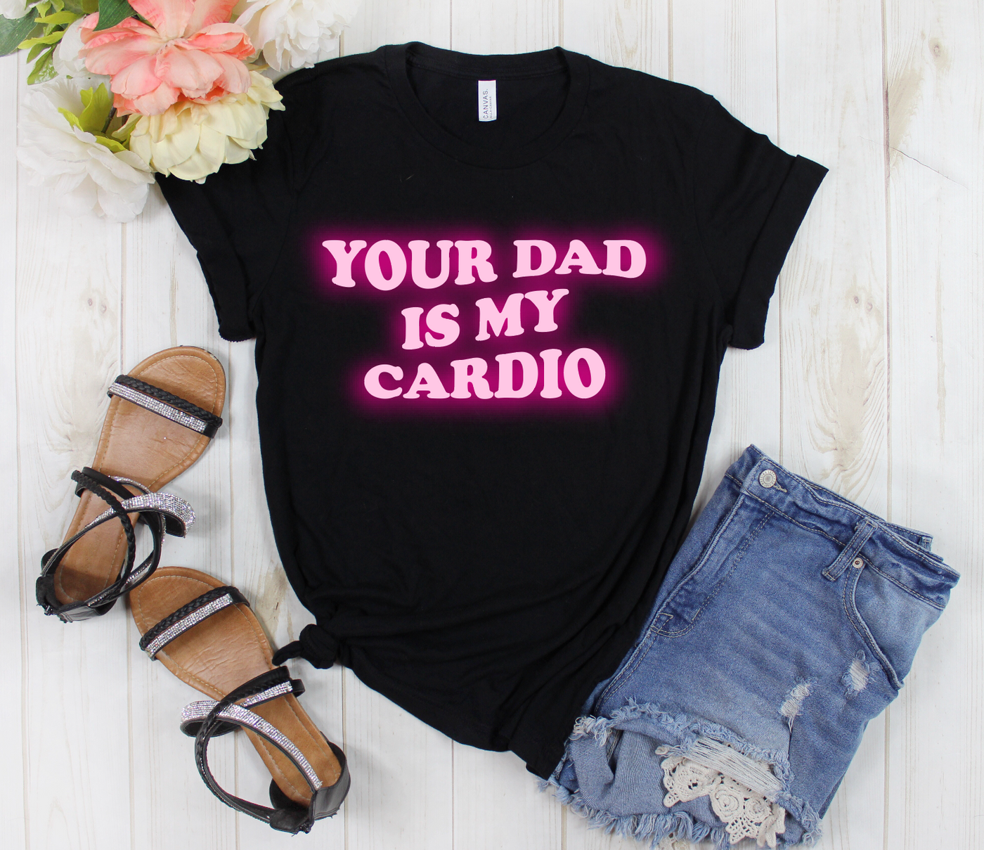 Your Dad Is My Cardio Tee (Pink Ink)