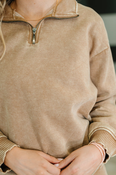 You Should Know Half Zip Pullover in Deep Camel