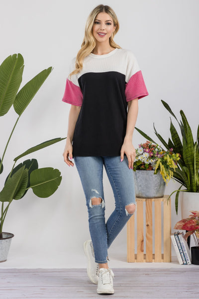 Ribbed Color Block T-Shirt