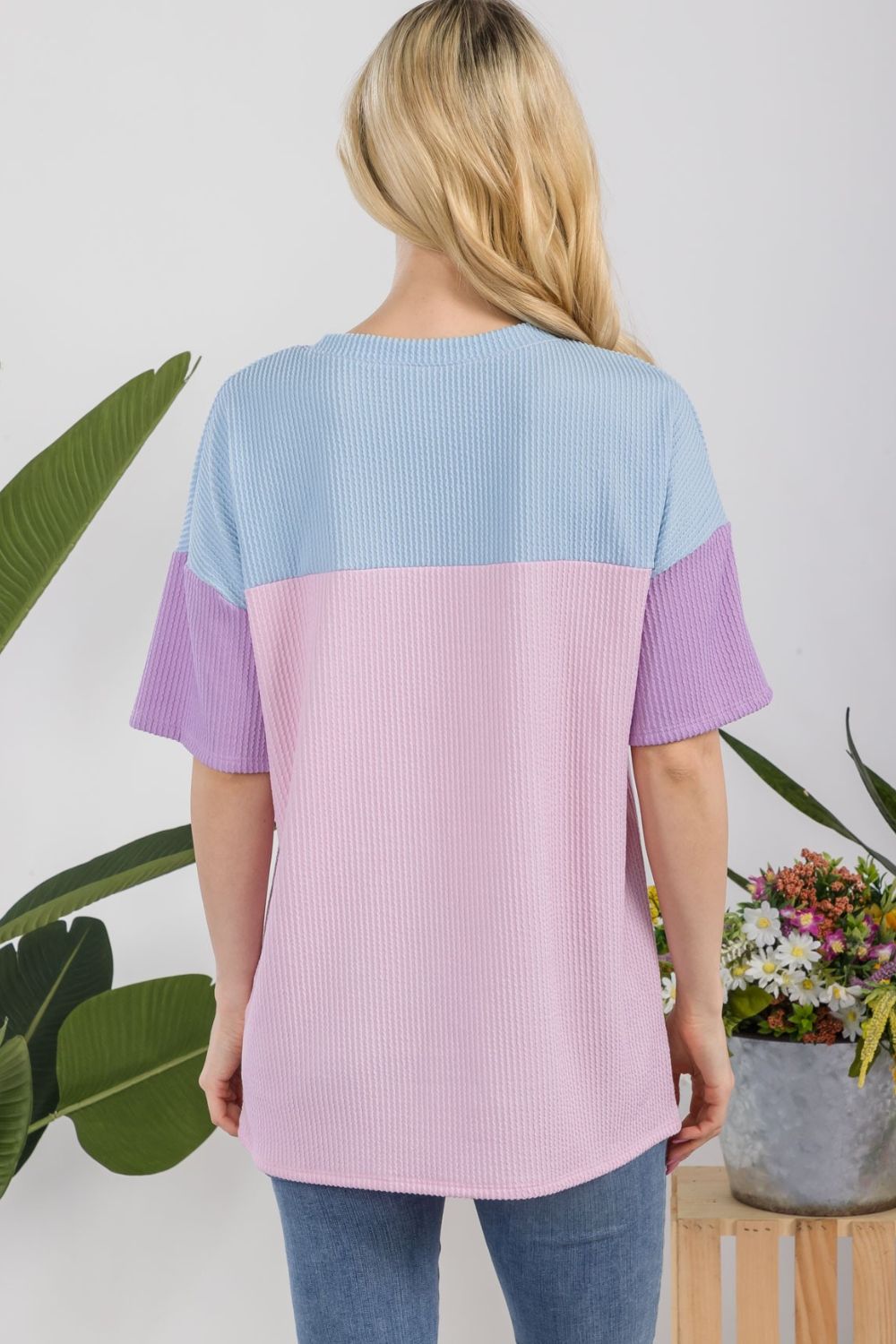 Ribbed Color Block T-Shirt