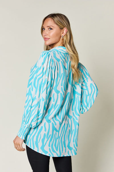Printed Smocked Long Sleeve Blouse in 4 Colors