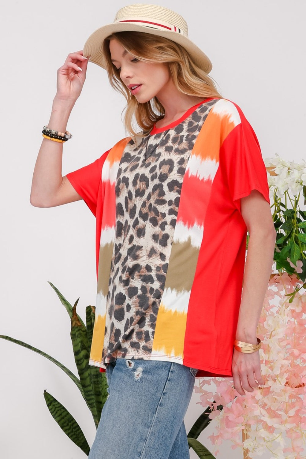 Leopard Color Block T-Shirt