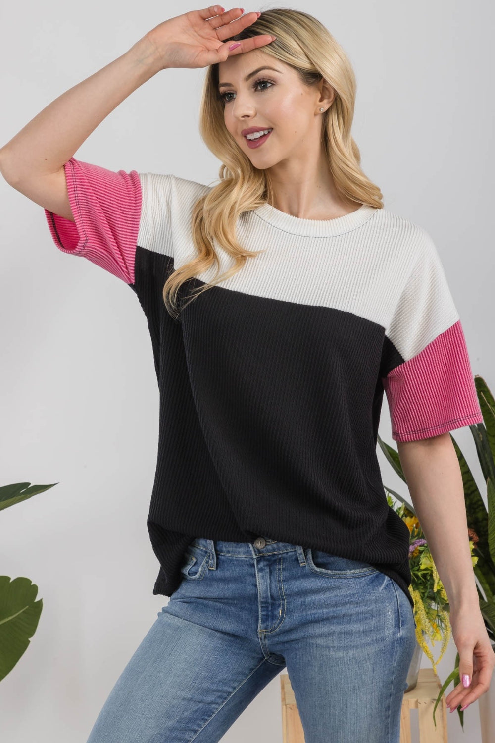 Ribbed Color Block T-Shirt