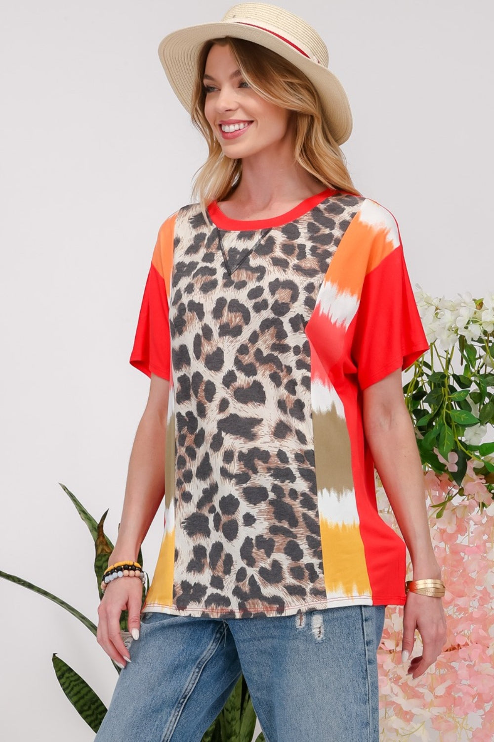 Leopard Color Block T-Shirt