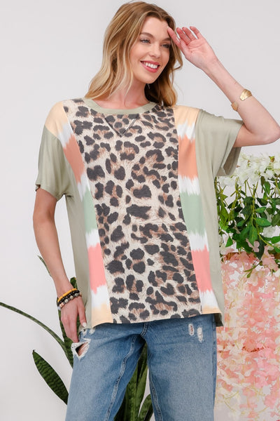 Leopard Color Block T-Shirt