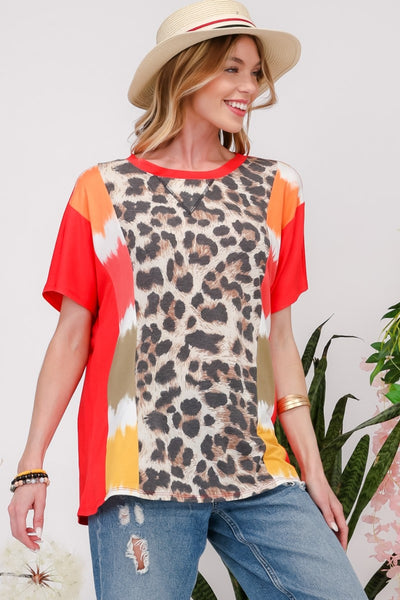 Leopard Color Block T-Shirt