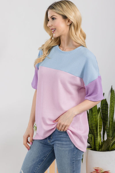 Ribbed Color Block T-Shirt