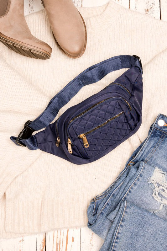 Quilted Belt Sling Bum Bag in 4 Colors