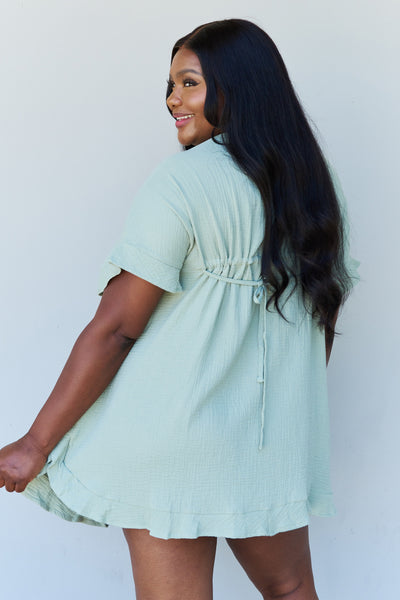 Out Of Time Ruffle Hem Dress in Light Sage