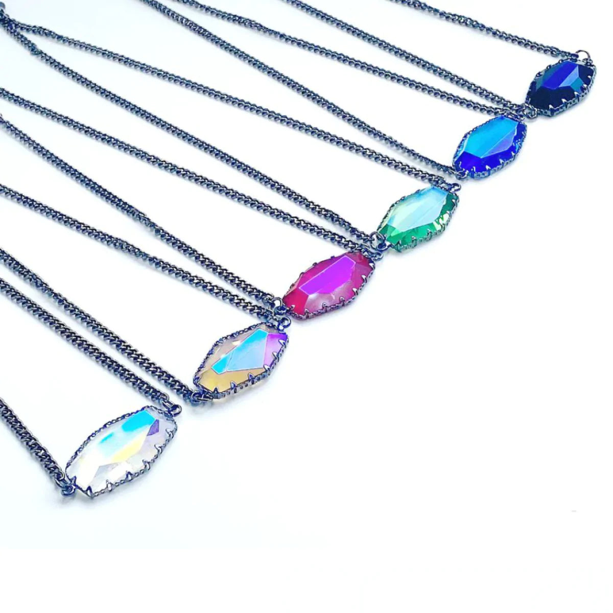 Geometrical Shaped Crystal Pendant Necklace in 3 Colors