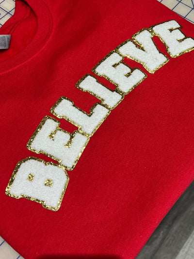 Believe Chenille Patches Sweatshirt