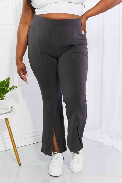 Zenana Full Size First Class High Rise Slit Flare Pants