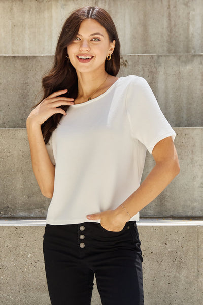Pearly White Criss Cross Pearl T-Shirt